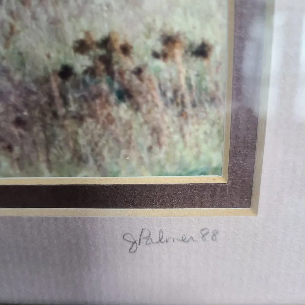 Vintage Autumn Fall Photography Wall Hanging Framed and Matted J Palmer 1988
